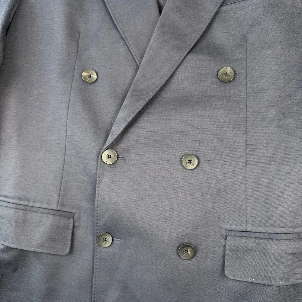 xSuit Blazer Mens 46R FITS 44R Blue Double Breasted Stretch Jacket Tailored Fit